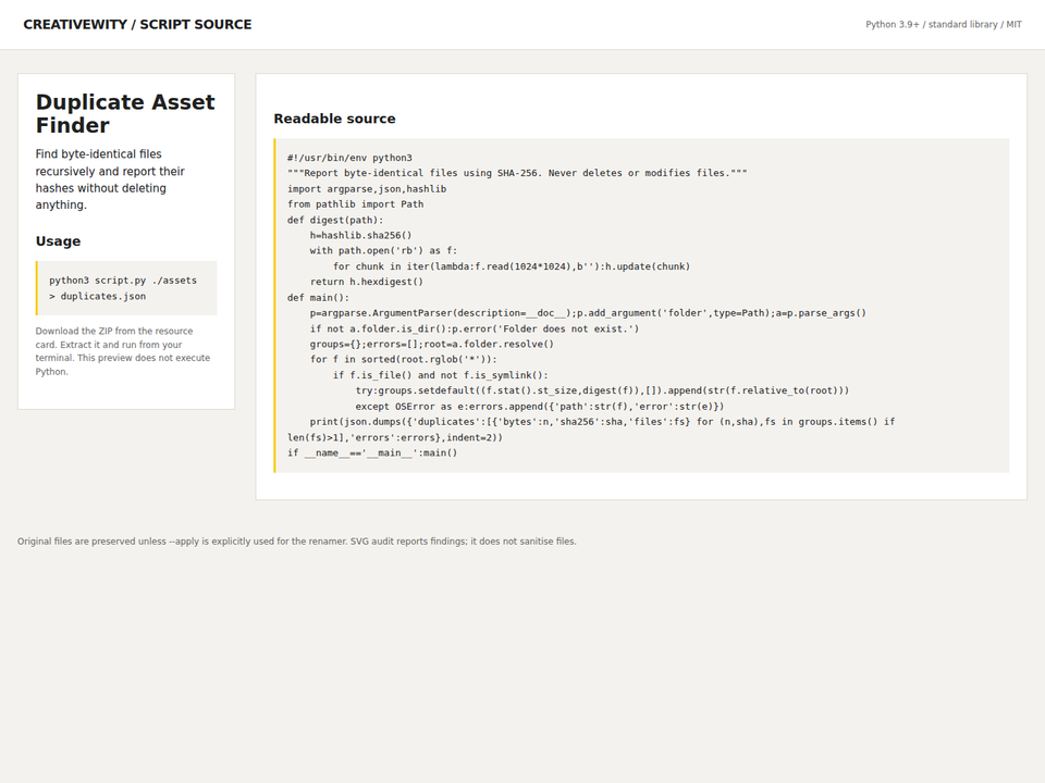 Duplicate Asset Finder