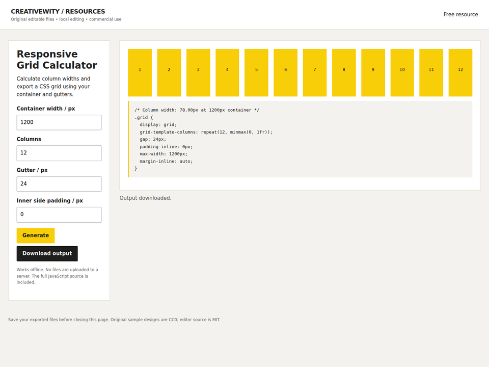 Responsive Grid Calculator