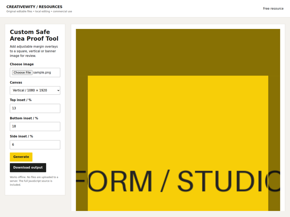 Custom Safe Area Proof Tool