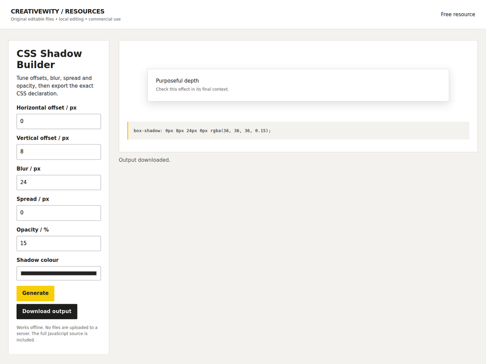CSS Shadow Builder