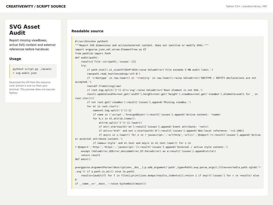SVG Asset Audit