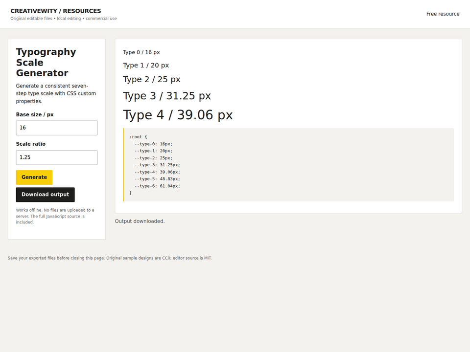 Typography Scale Generator