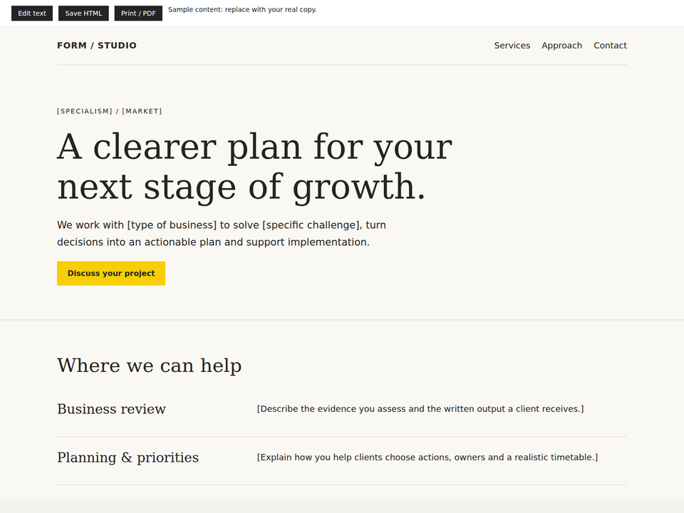 Professional Consulting Landing Page