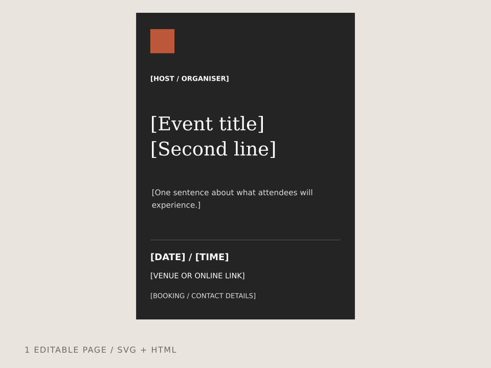 Workshop + Event Poster