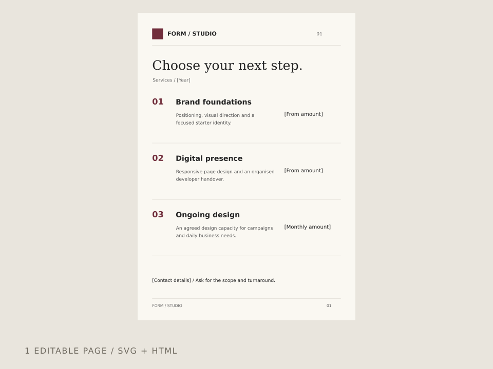 Services + Pricing Sheet