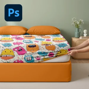 realistic fitted bed sheet mockup photoshop file