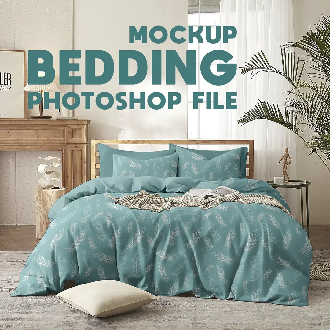 Boho Bedroom Duvet Mockup - Coastal Interior Design Template