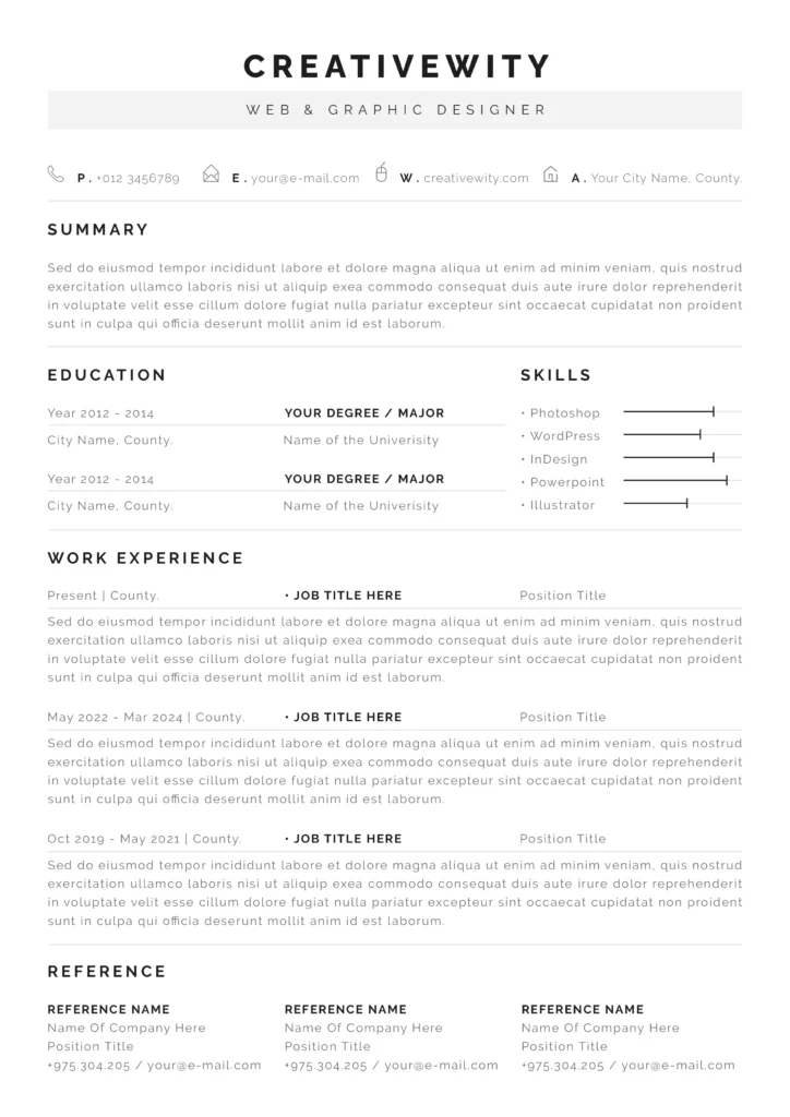 minimal resume template