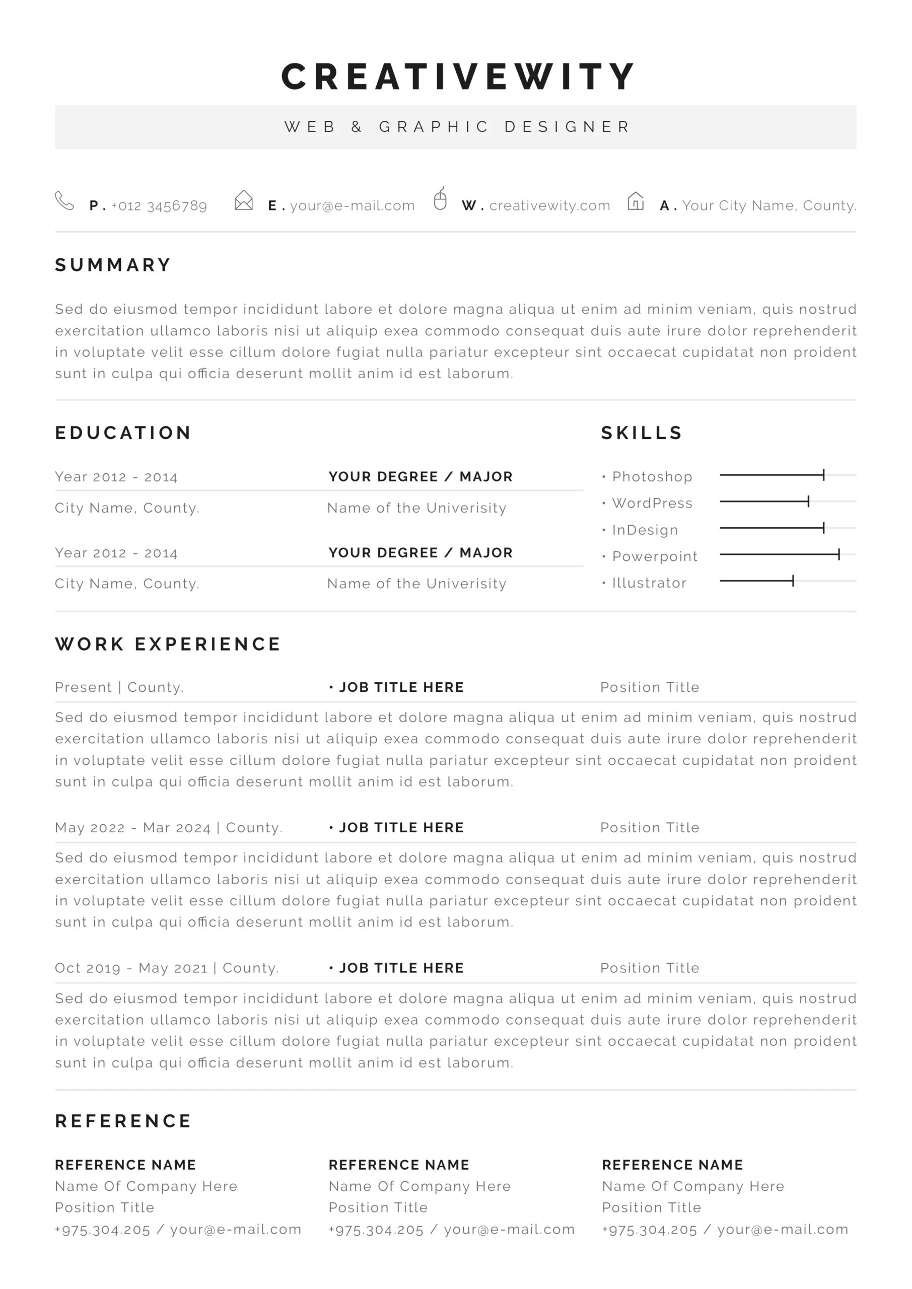 minimal resume template