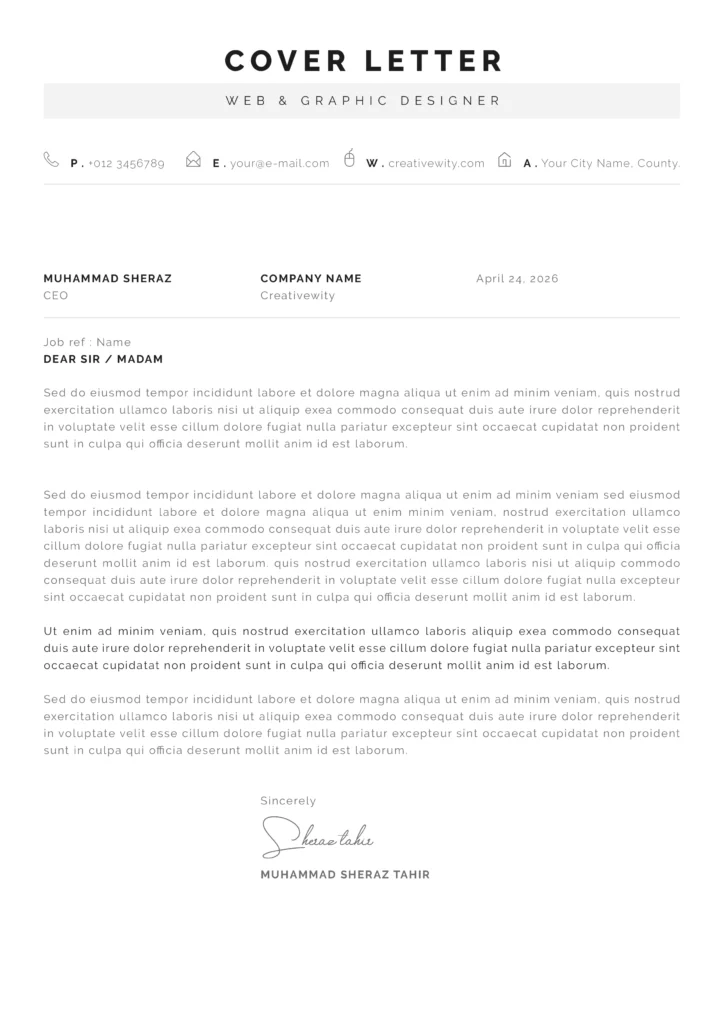 minimal cover letter