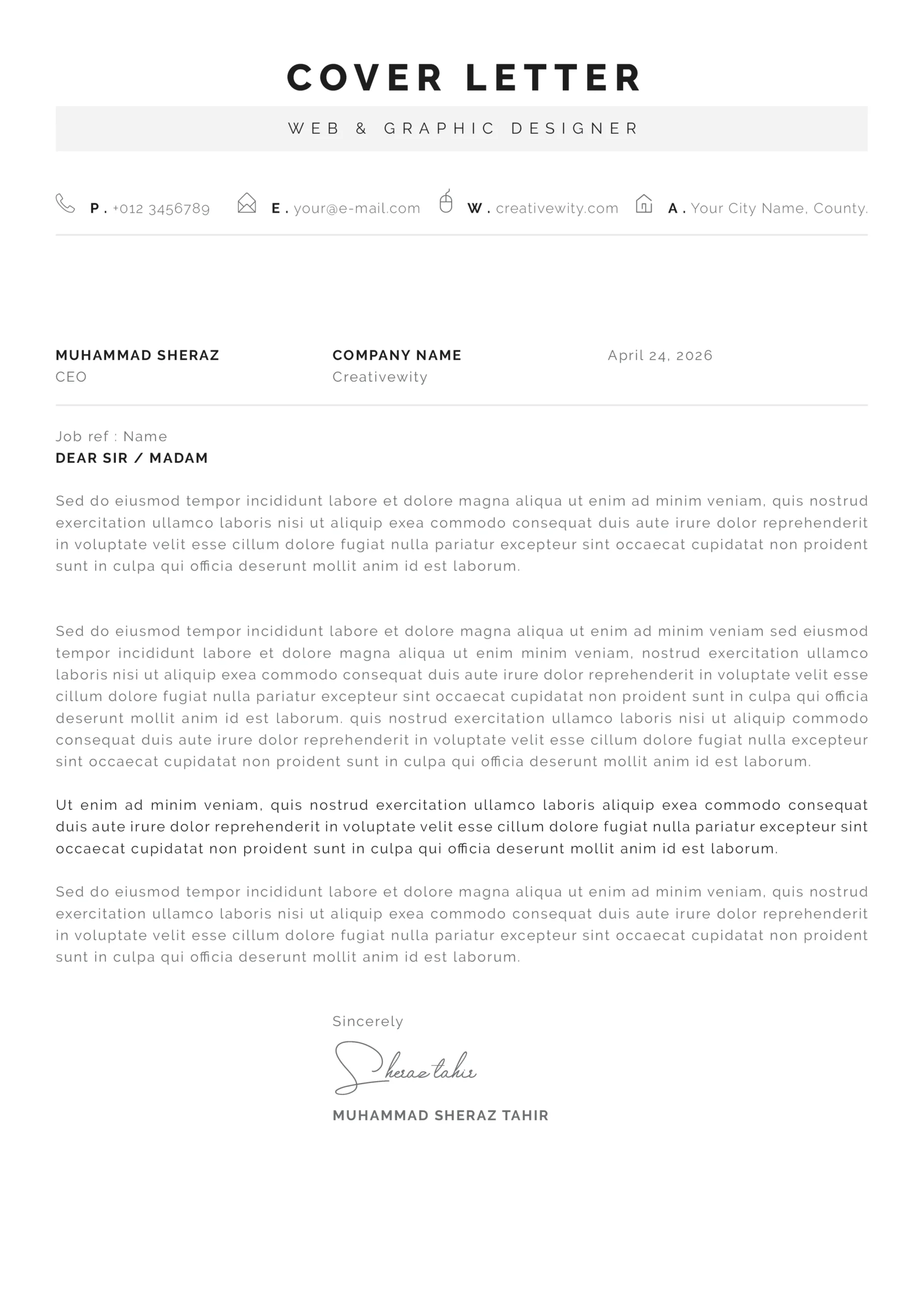 minimal cover letter